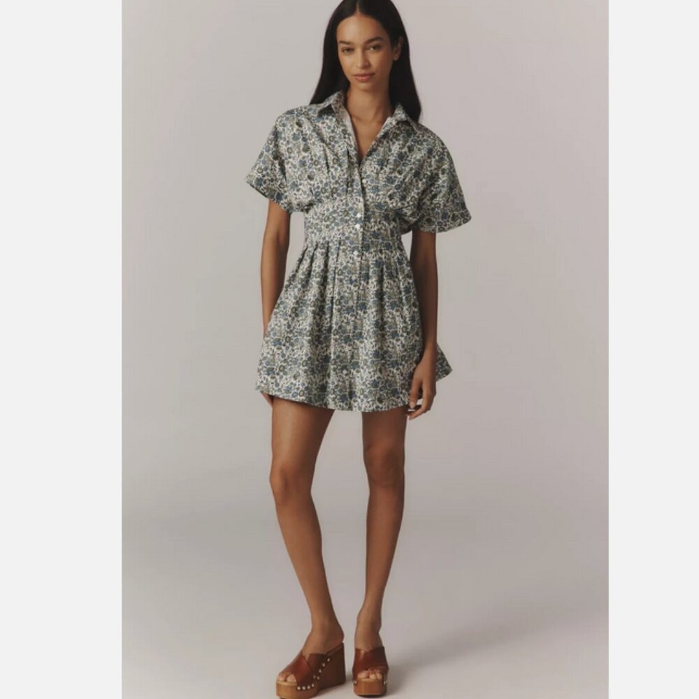 Anthropologie The Tobie Button-Front Pleated Shirt Dress By Exquise Mini 1X NWT - Picture 4 of 4